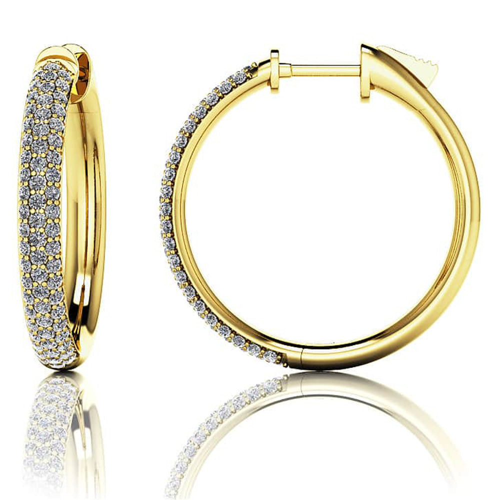 Small Triple Row Diamond Hoop Earrings