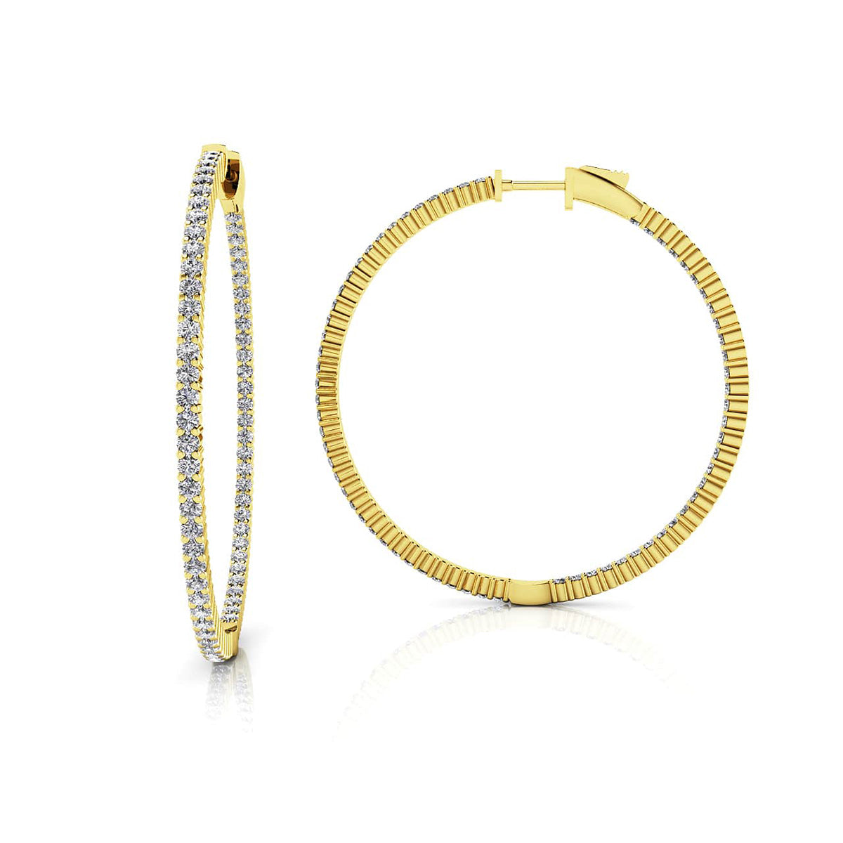 Single Row Inside Out Diamond Hoop Earring Medium