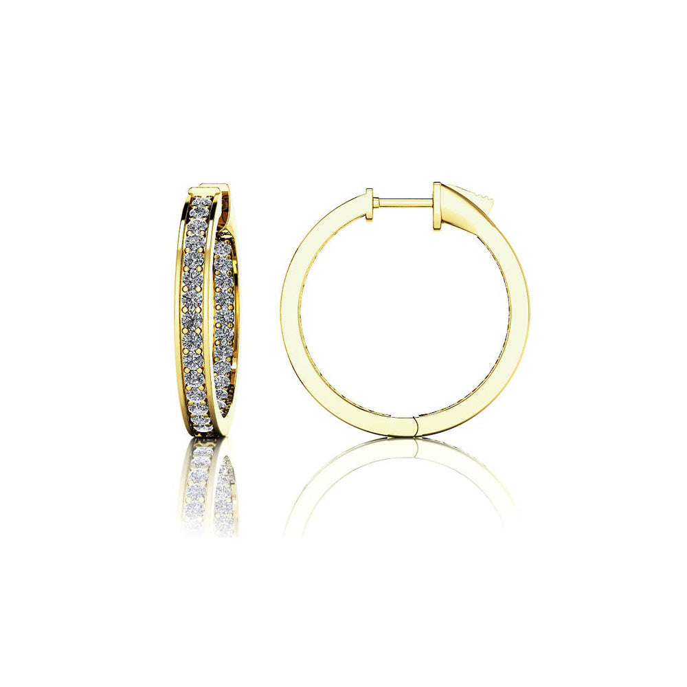 Shared Prong Single Row Diamond Hoops Small