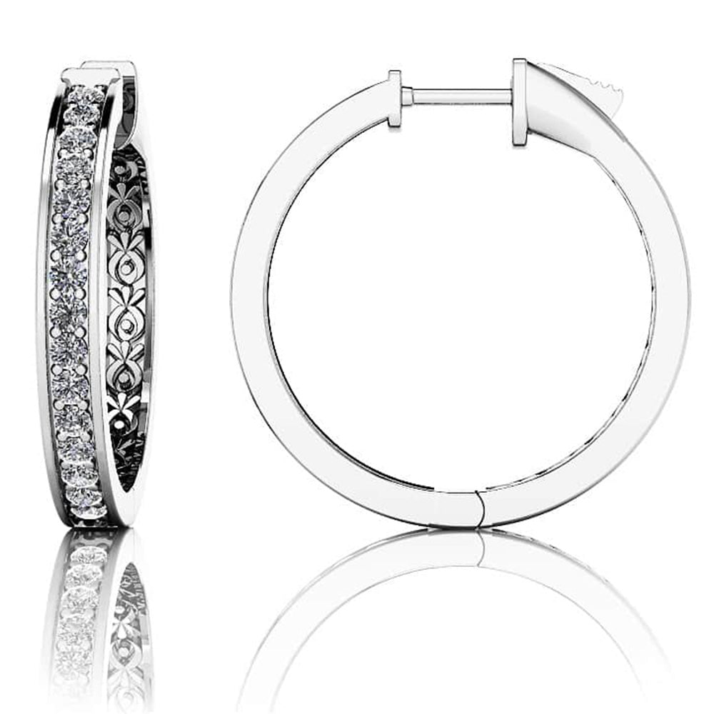 Small Prong Set Diamond Lined Hoops