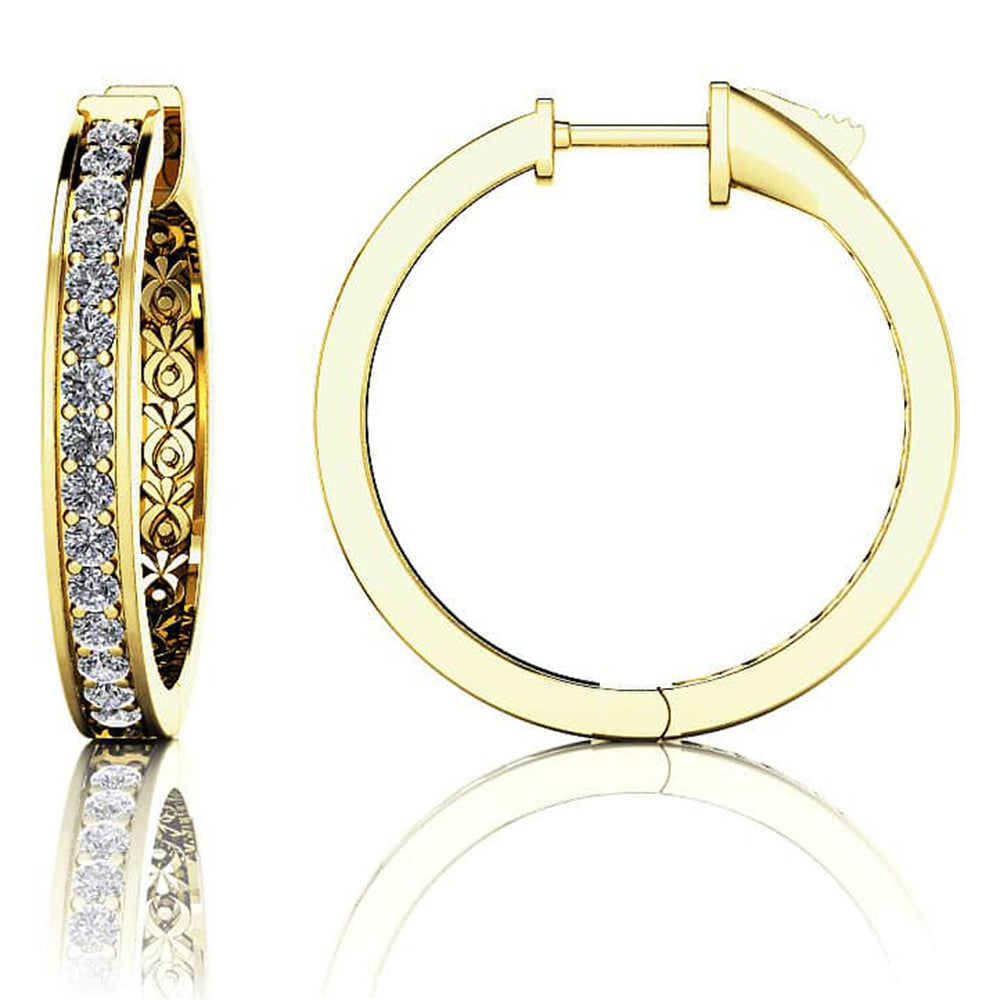 Small Prong Set Diamond Lined Hoops