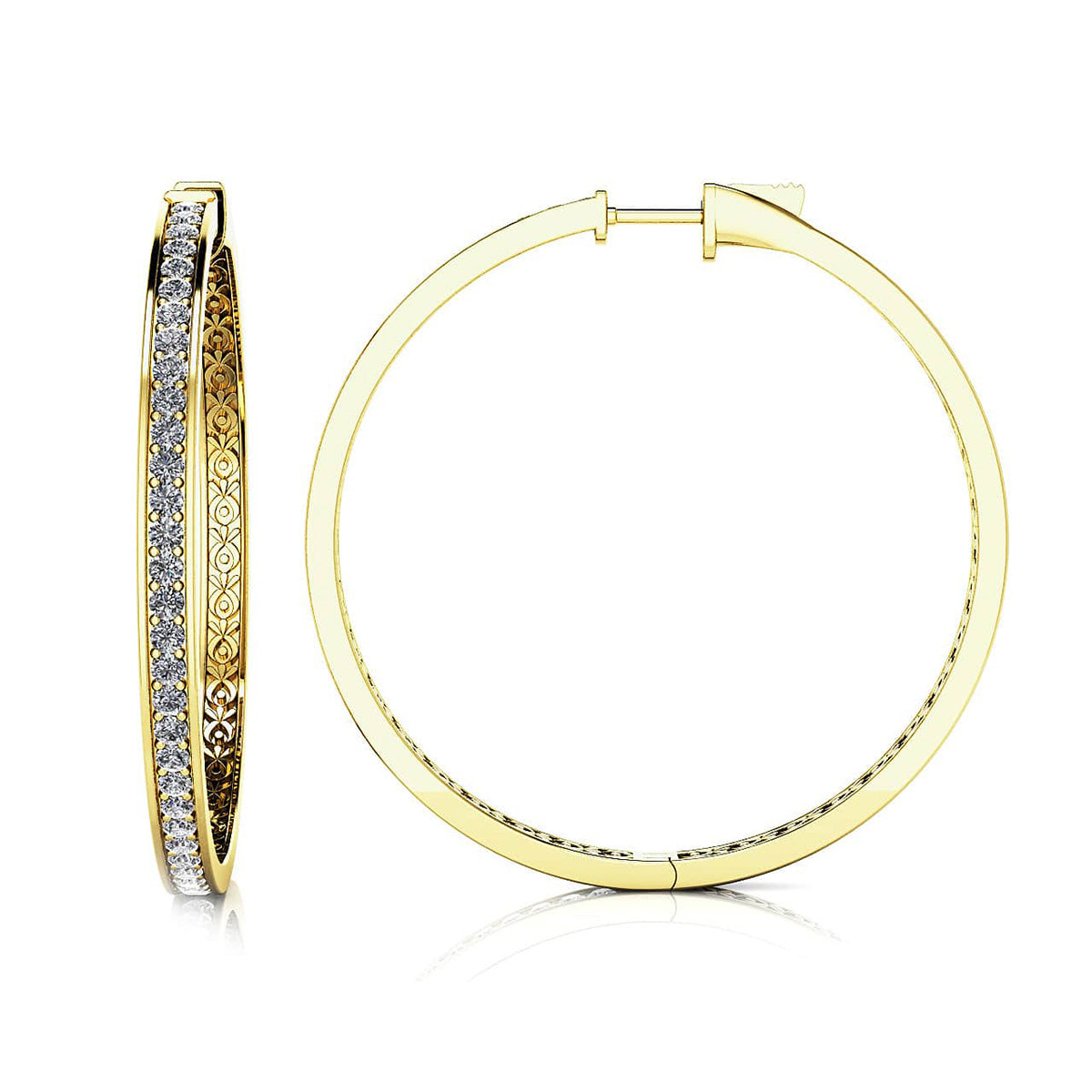 Extra Large Prong Set Diamond Lined Hoops