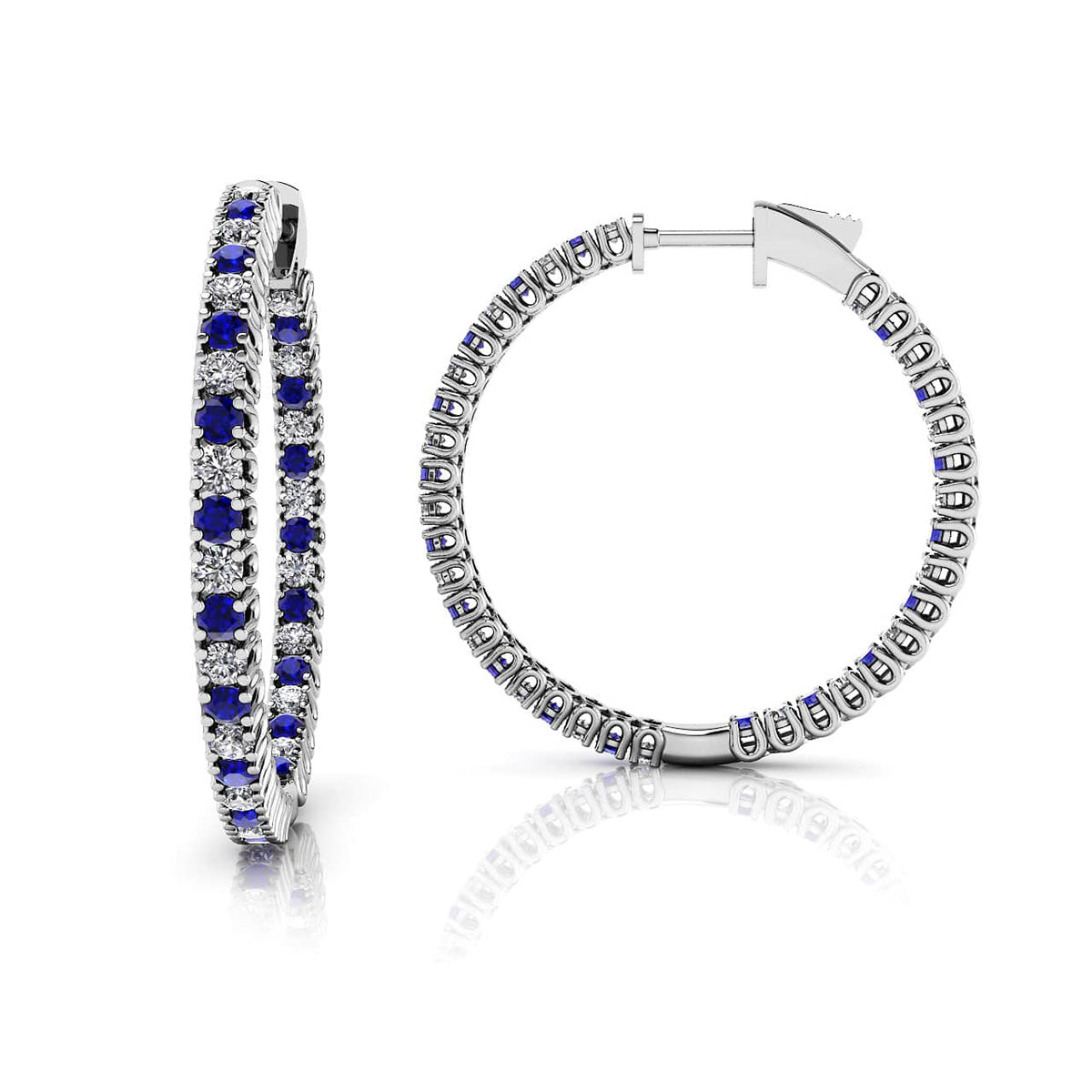 Medium Curved Prong Inside Out Gemstone Hoops