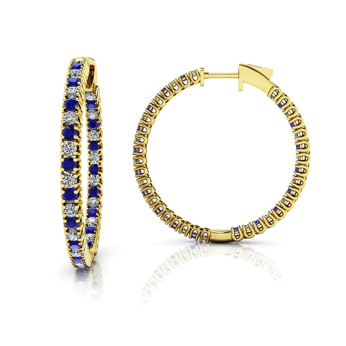 Medium Curved Prong Inside Out Gemstone Hoops