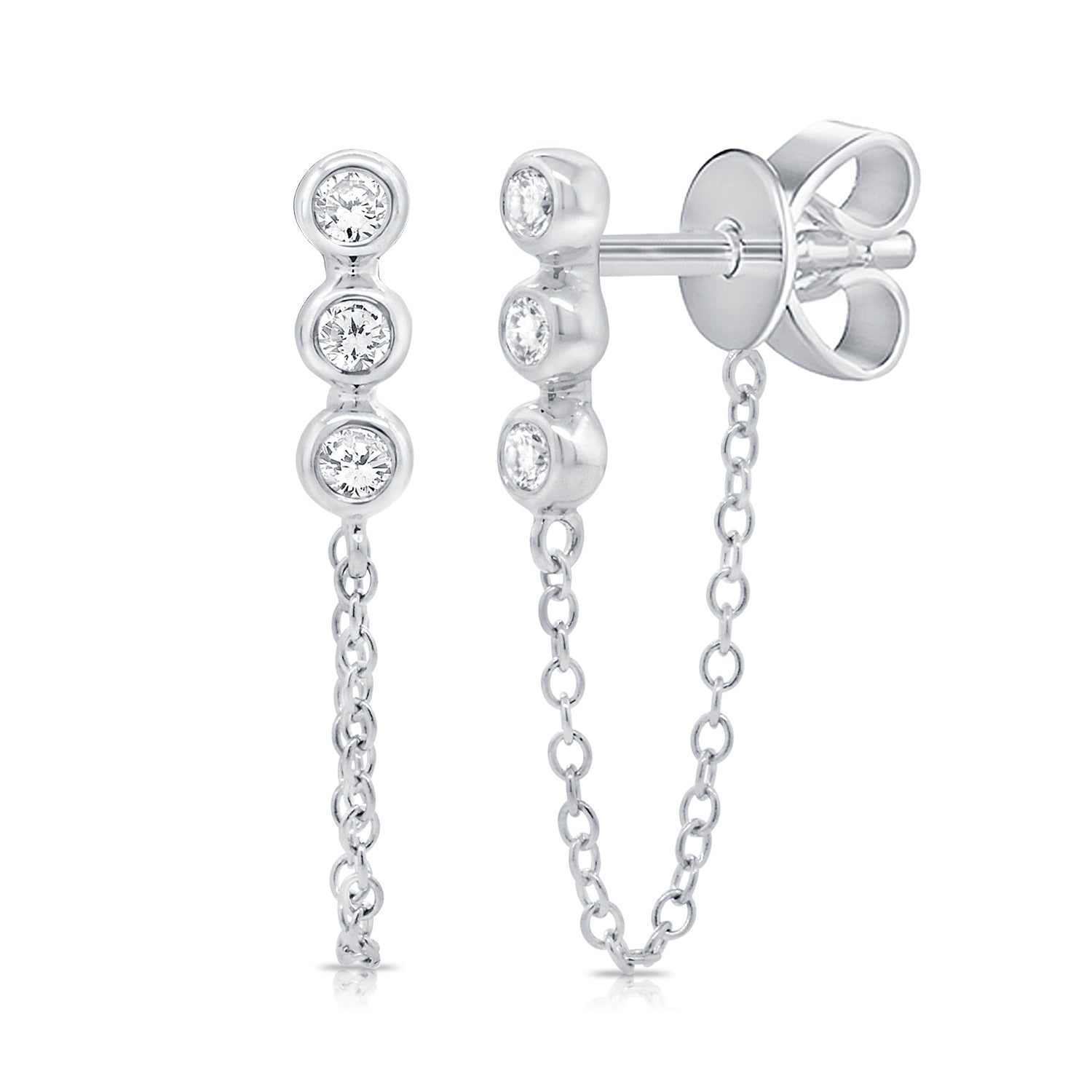 Diamond Chain Dangle Earrings