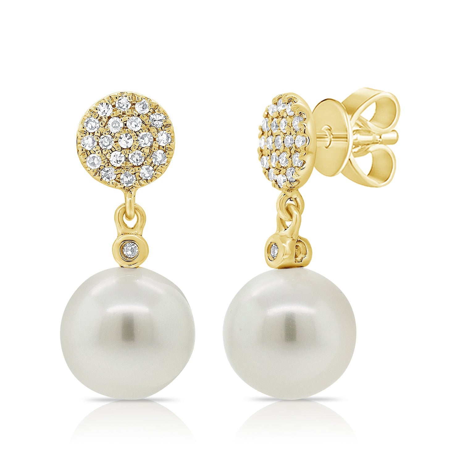 Pearl Diamond Dangle Stud Earrings