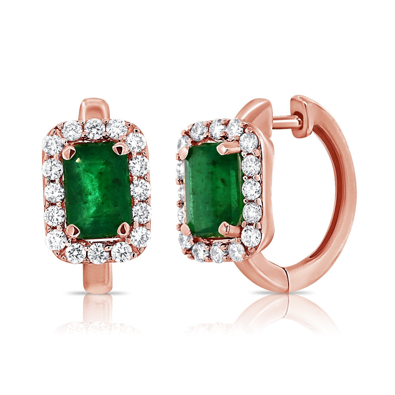 Emerald Diamond Huggie Earrings