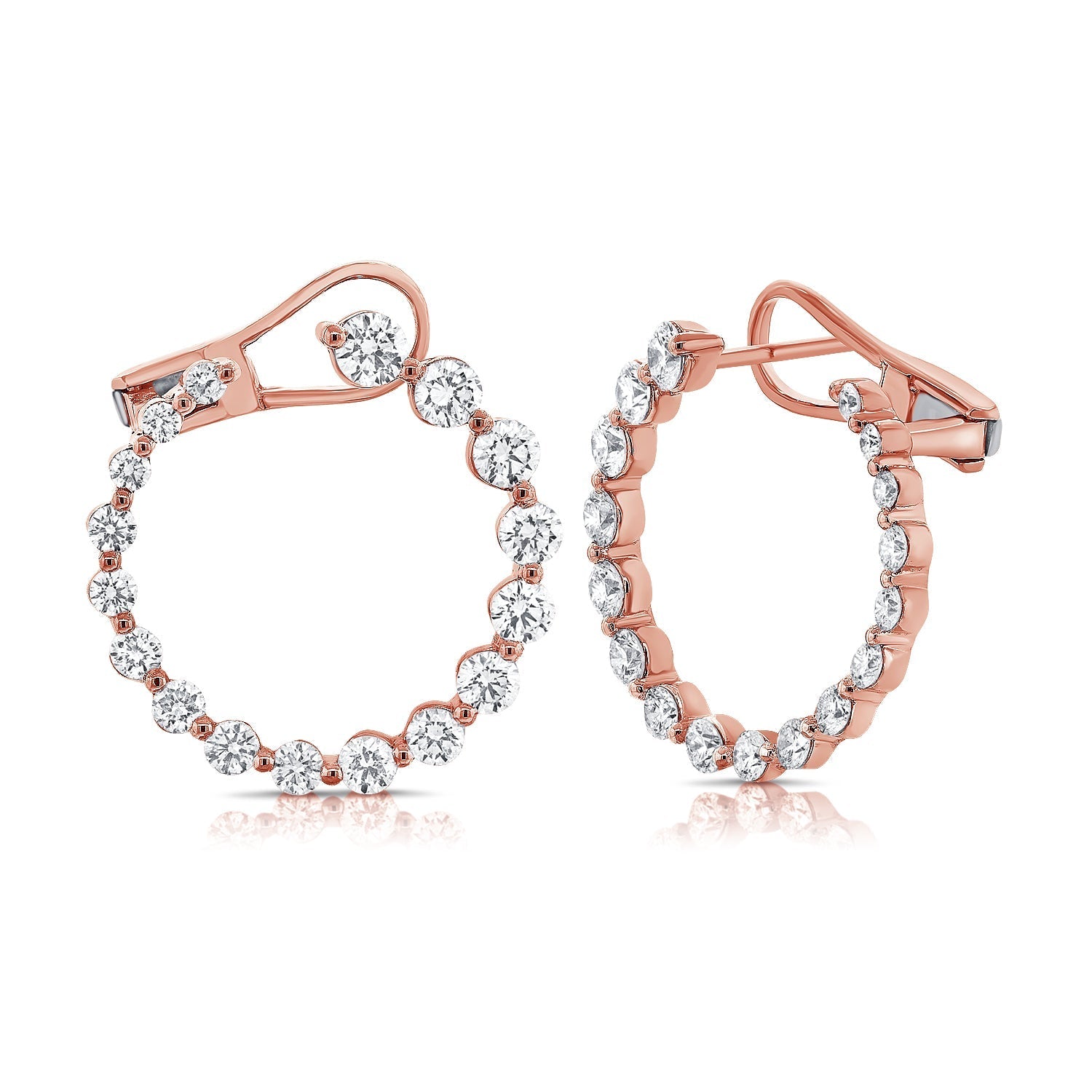 Diamond Circular Front-Facing Hoop Earrings