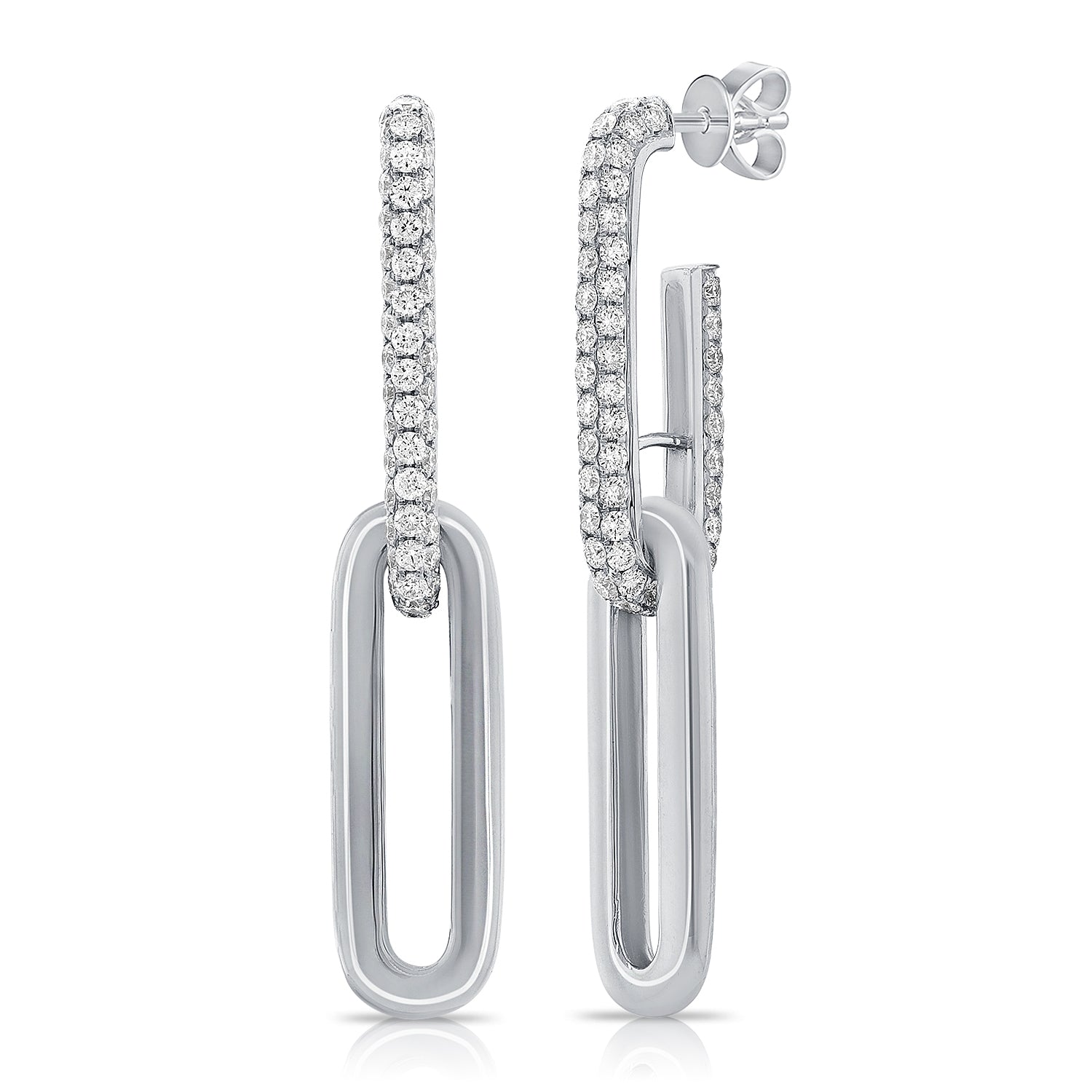 Diamond Link Paperclip Link Earrings