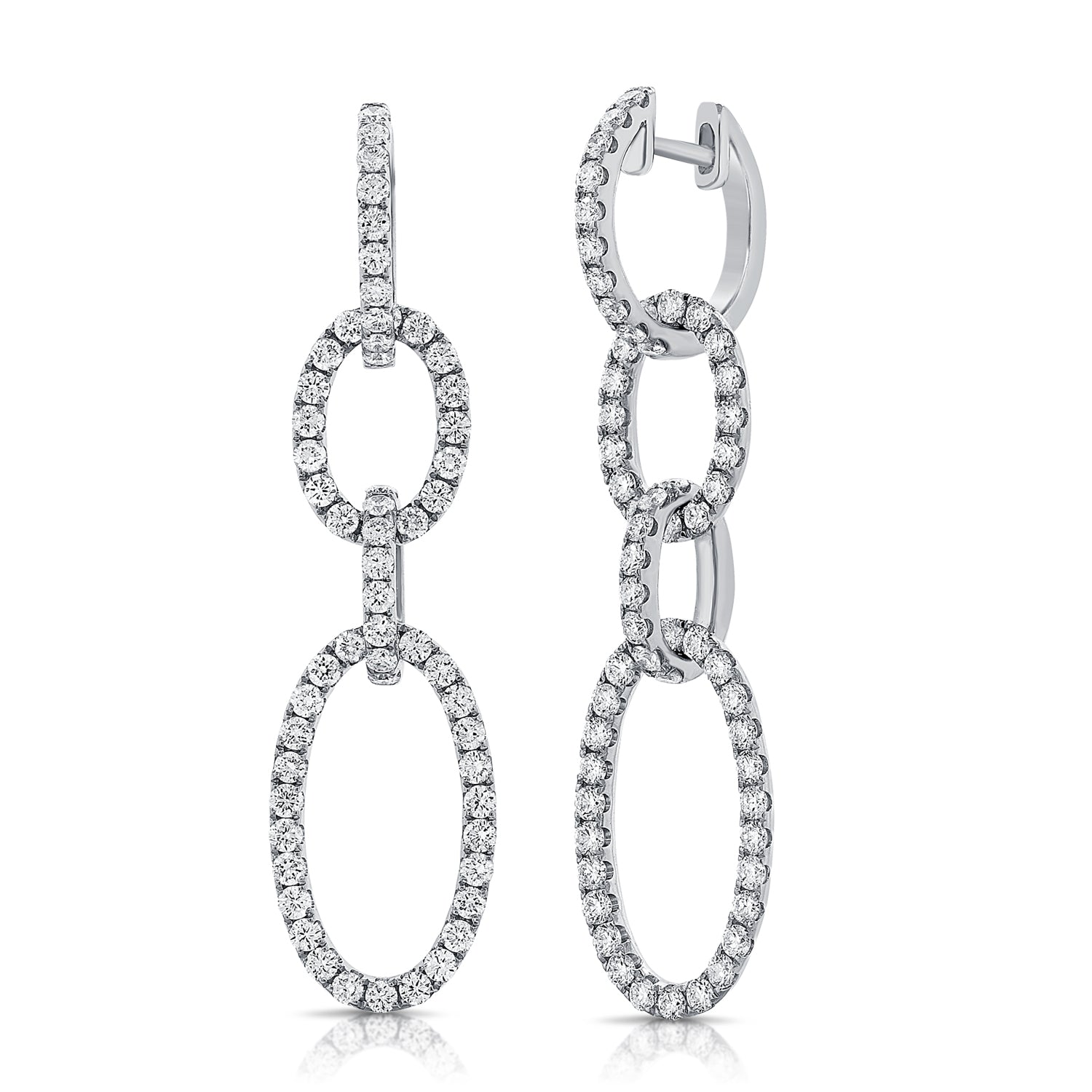 Diamond Oval Link Drop Earrings