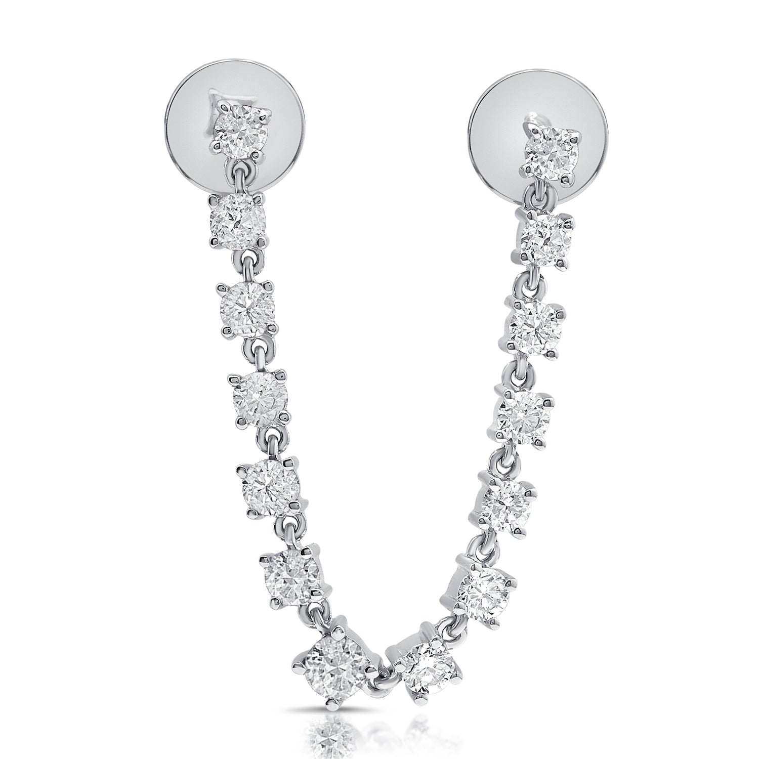 Diamond Stud Chain Double-Hole Earring