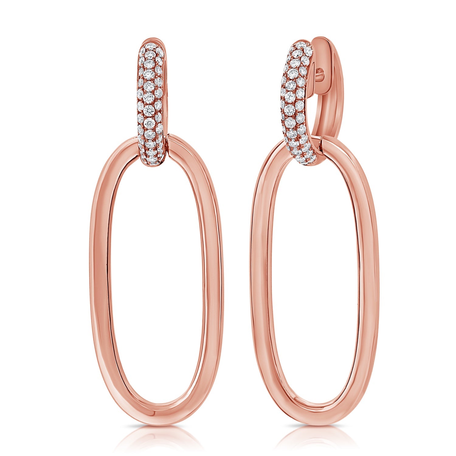 Diamond Link Oval Earrings