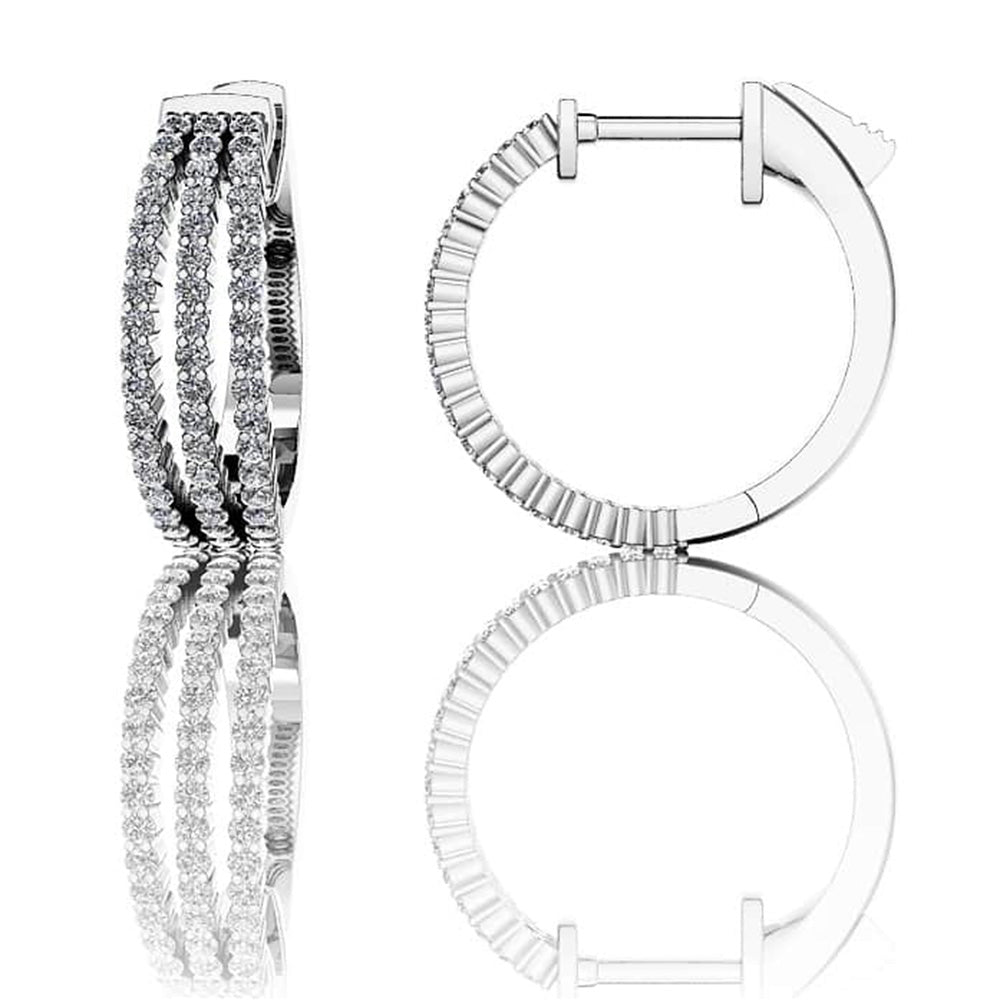 Petit 3 Row Diamond Hoop Earrings