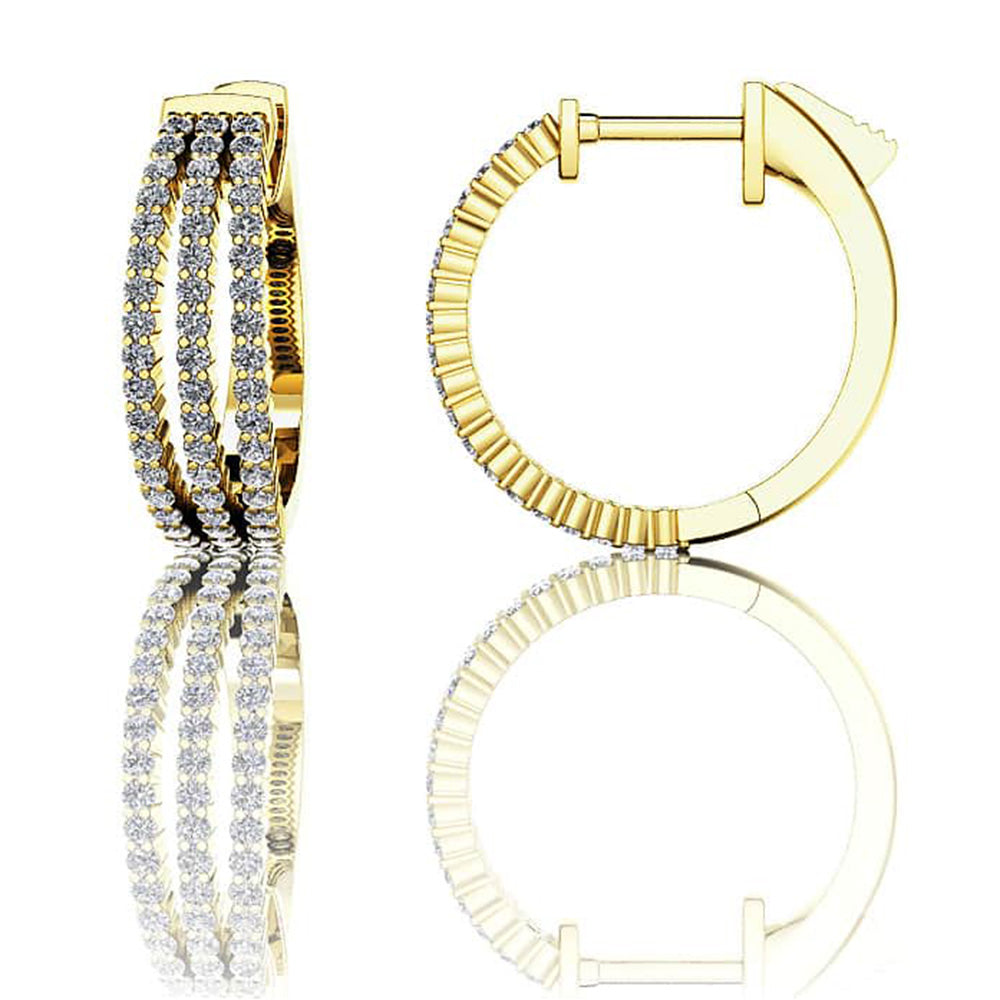 Petit 3 Row Diamond Hoop Earrings