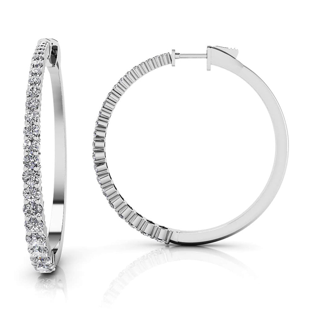 Elegant Tapered Diamond Hoop Earrings