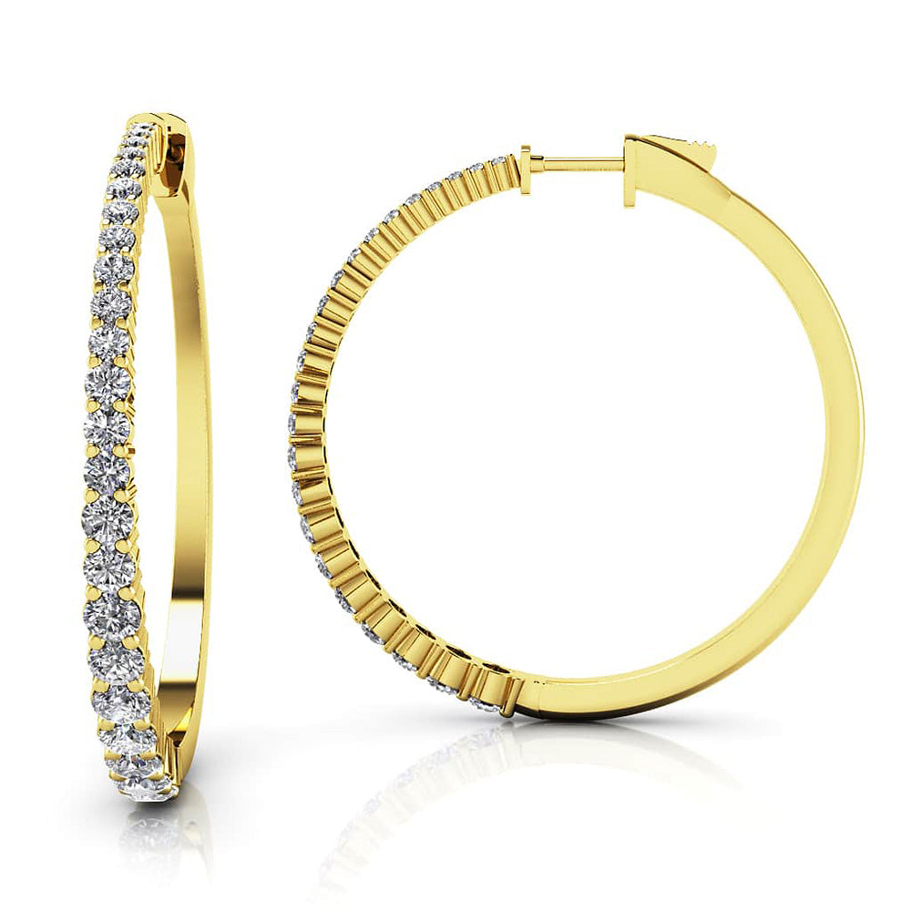 Elegant Tapered Diamond Hoop Earrings