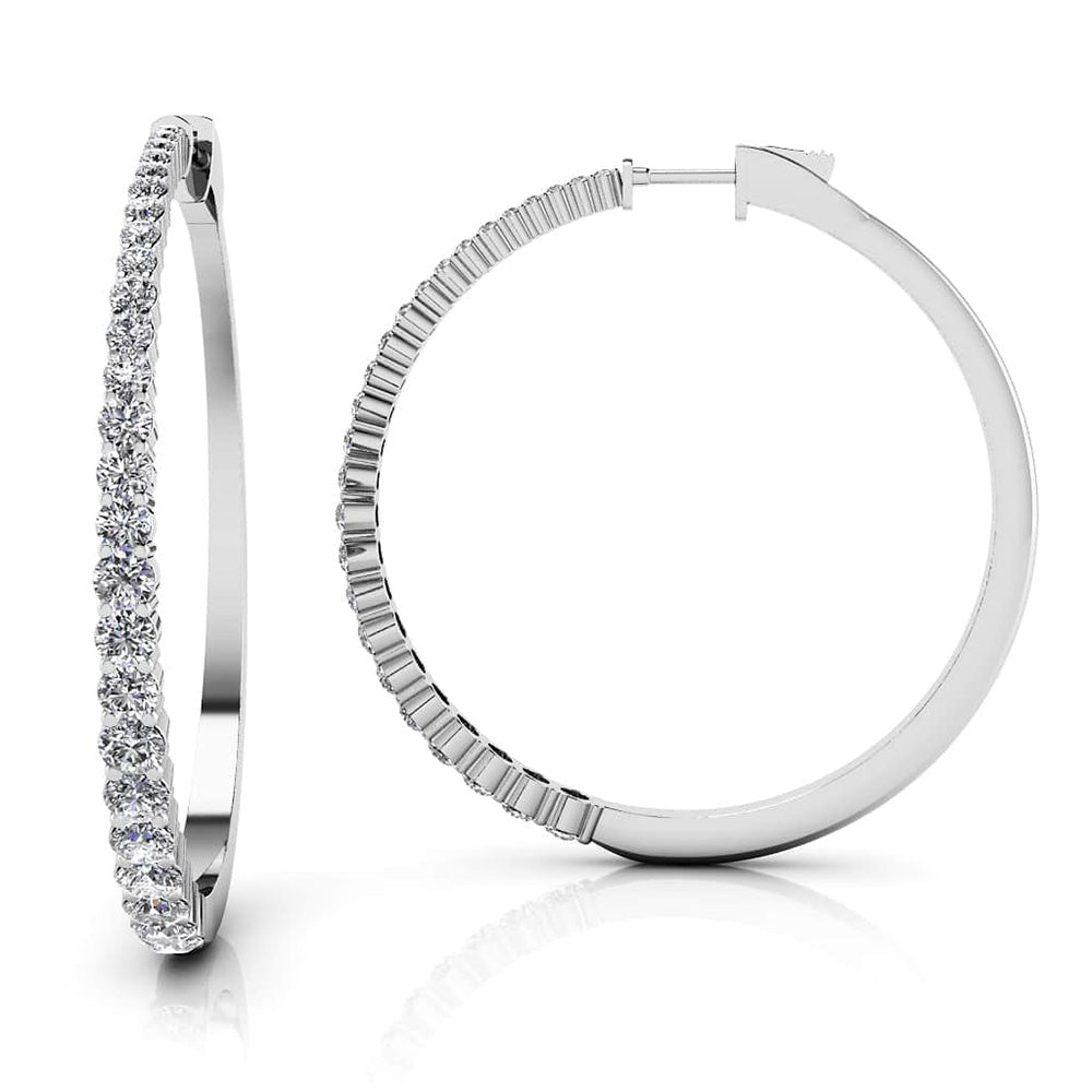 Sophisticated Tapered Diamond Hoop Earrings