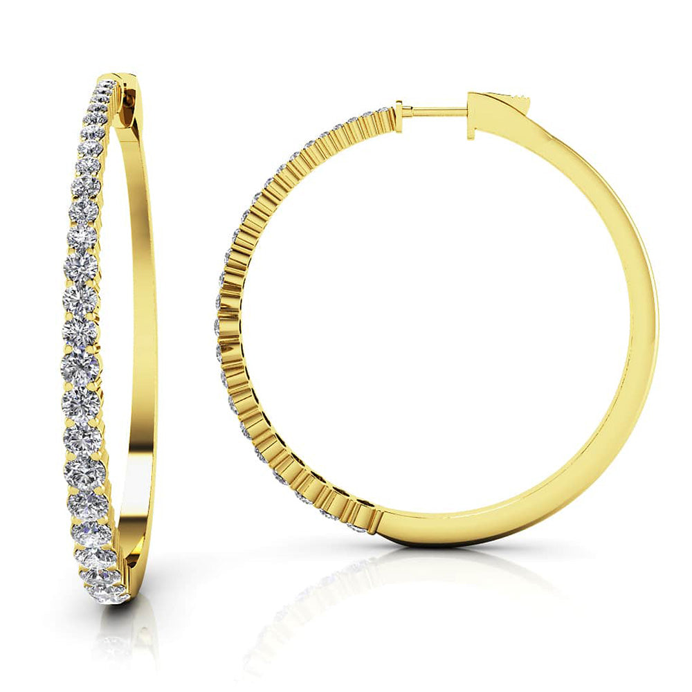 Sophisticated Tapered Diamond Hoop Earrings