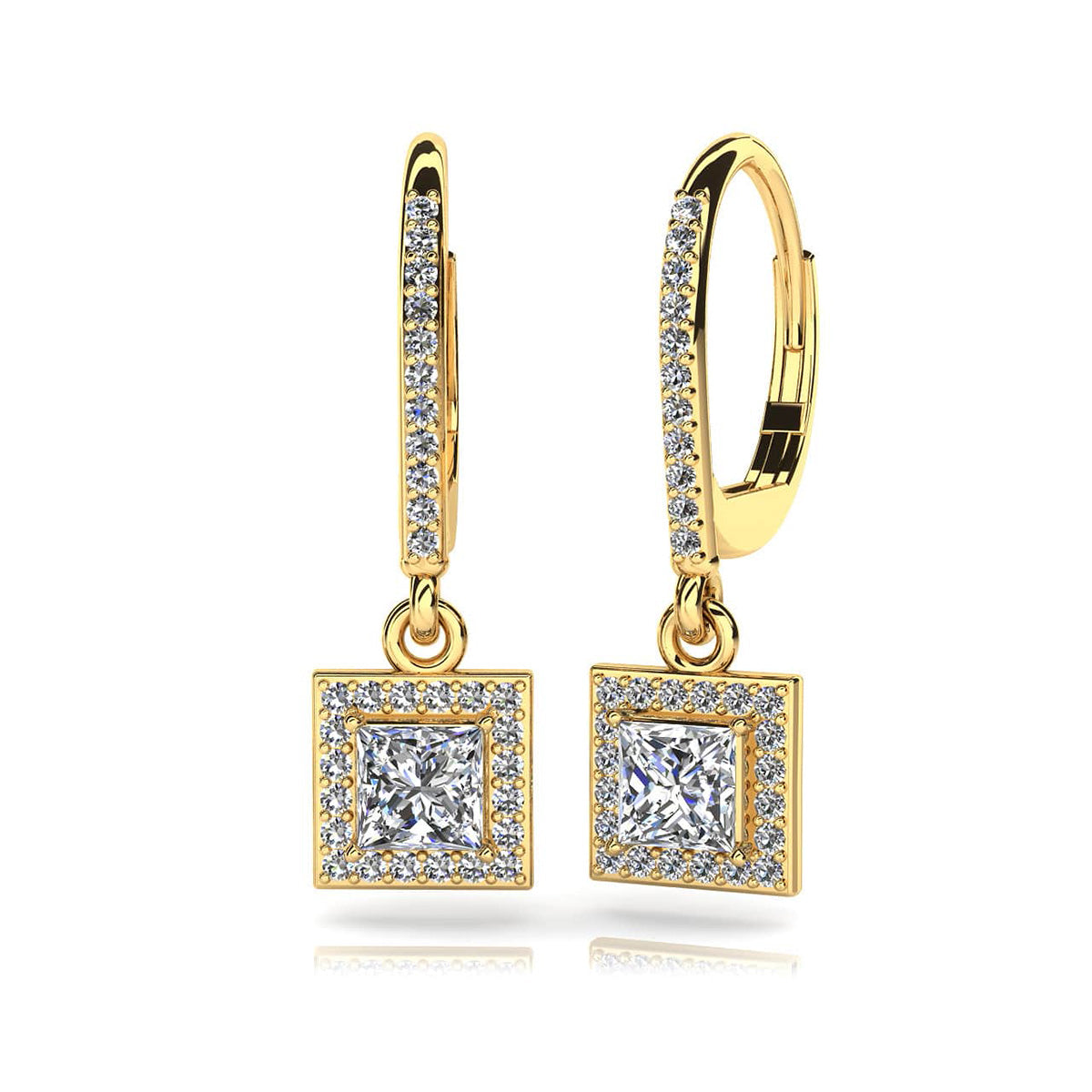 Princess Cut Diamond Drop Earrings