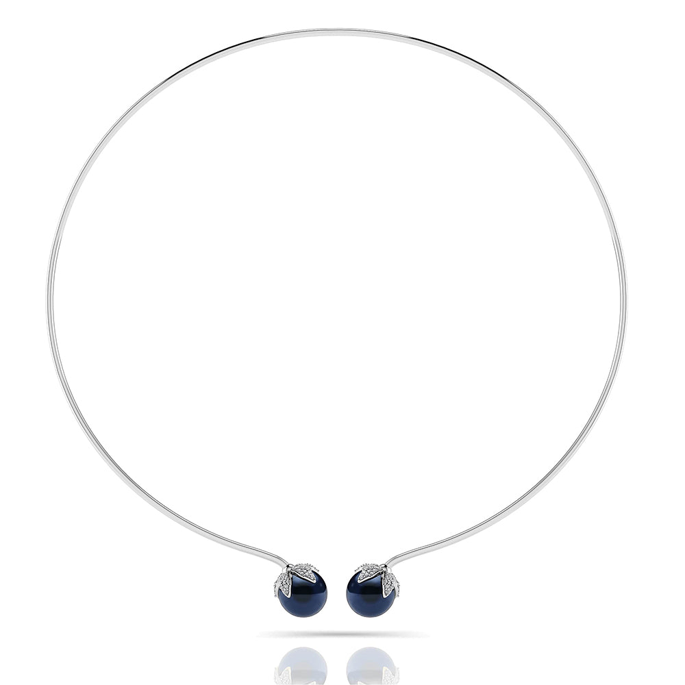 Double Black Pearl Flexible Gold Necklace