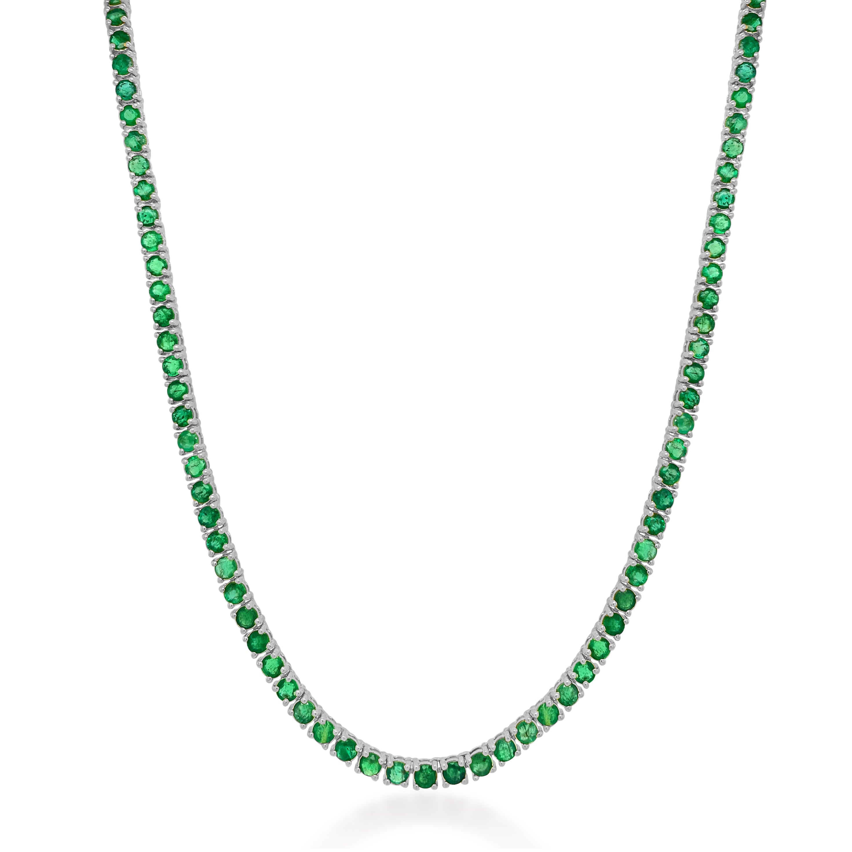 Green Emerald Tennis Necklace