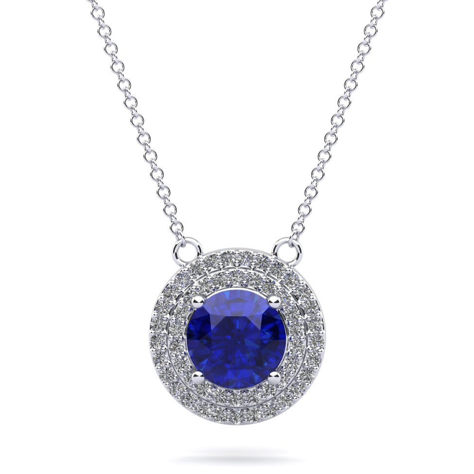Double Halo Brilliance Gemstone Pendant