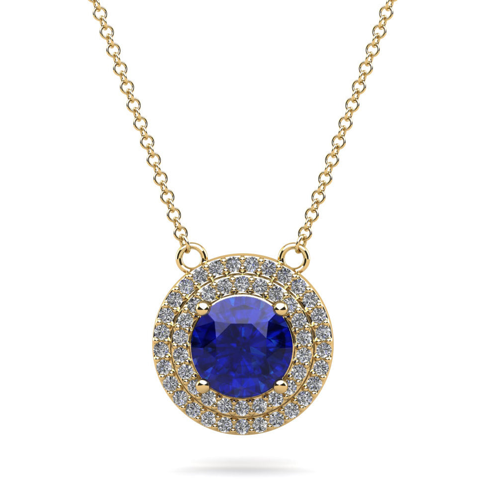 Double Halo Brilliance Gemstone Pendant