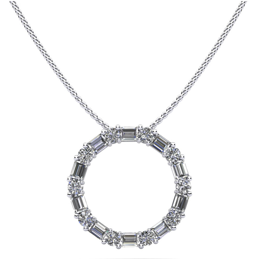 Baguette And Round Diamond Pendant