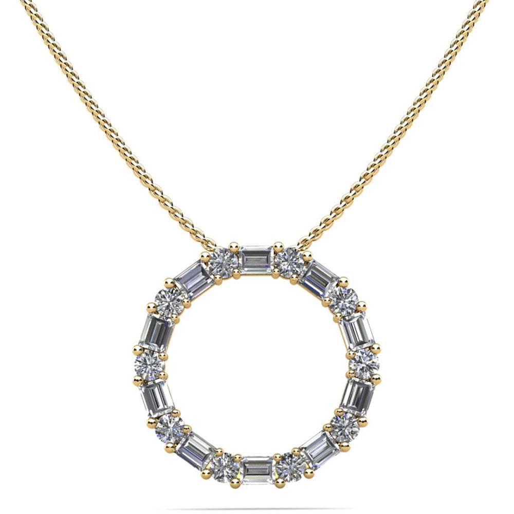 Baguette And Round Diamond Pendant