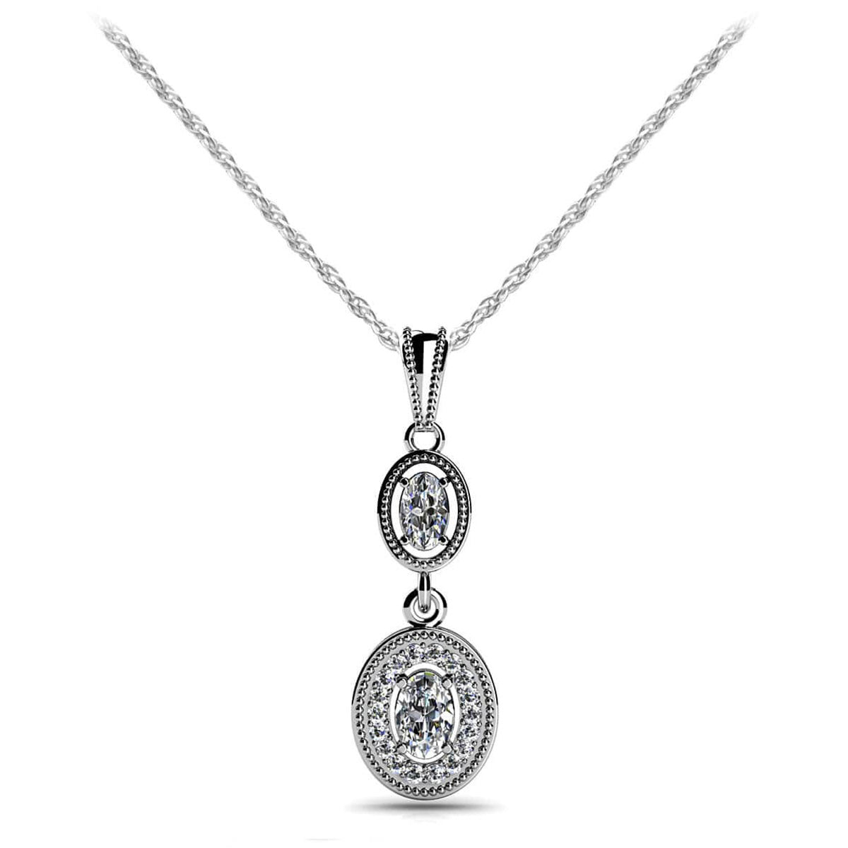 Oval Diamonds Drop Pendant