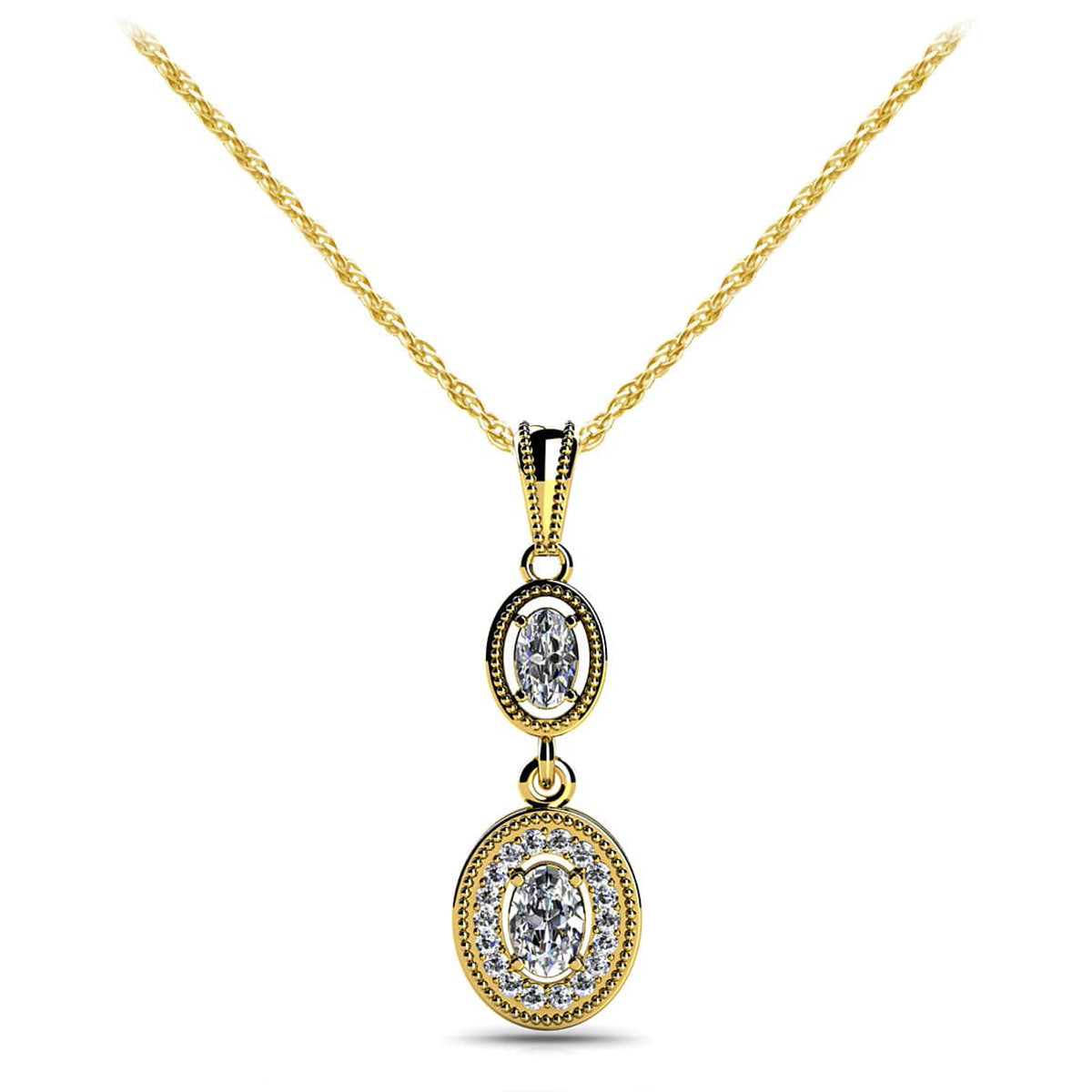 Oval Diamonds Drop Pendant
