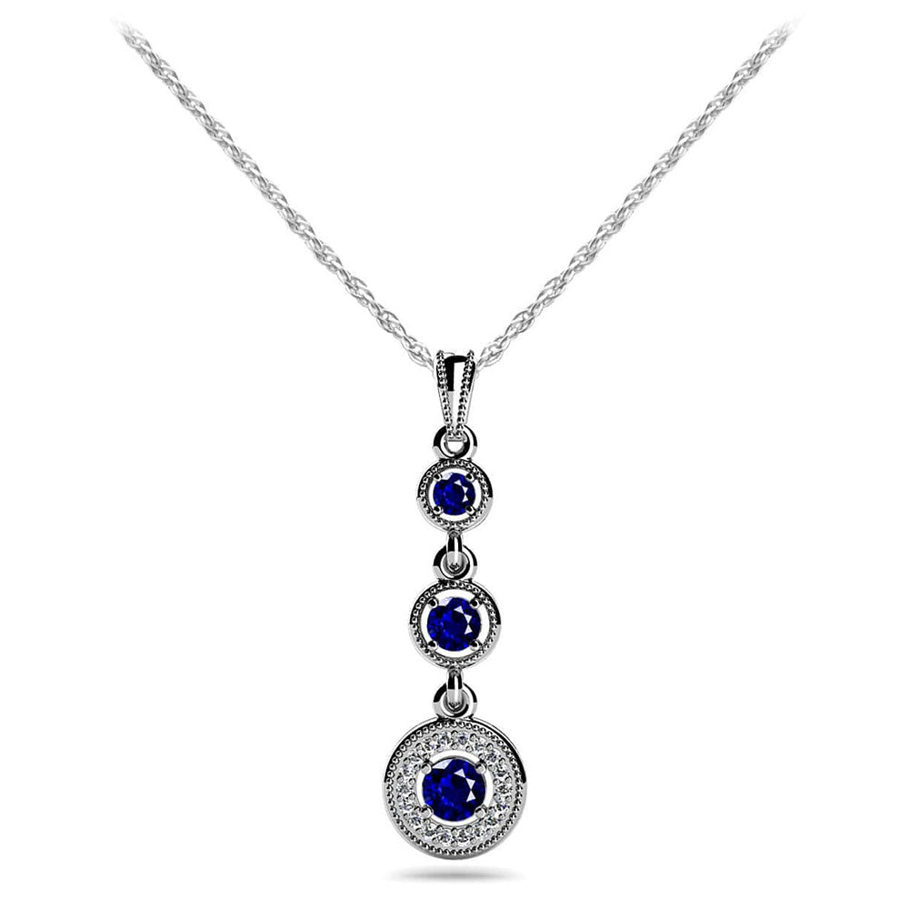 Triple Drop Gemstone And Diamond Pendant