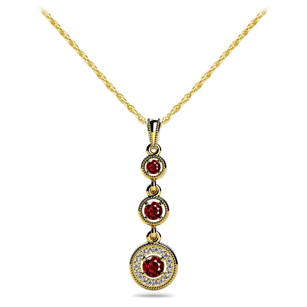 Triple Drop Gemstone And Diamond Pendant