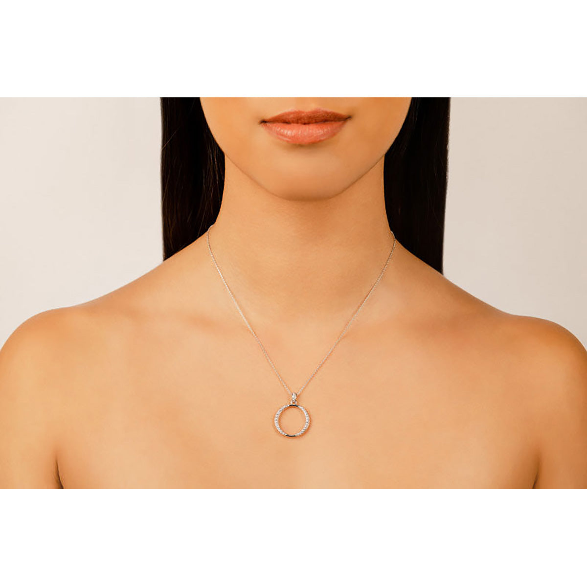 Diamond And Metal Circular Pendant