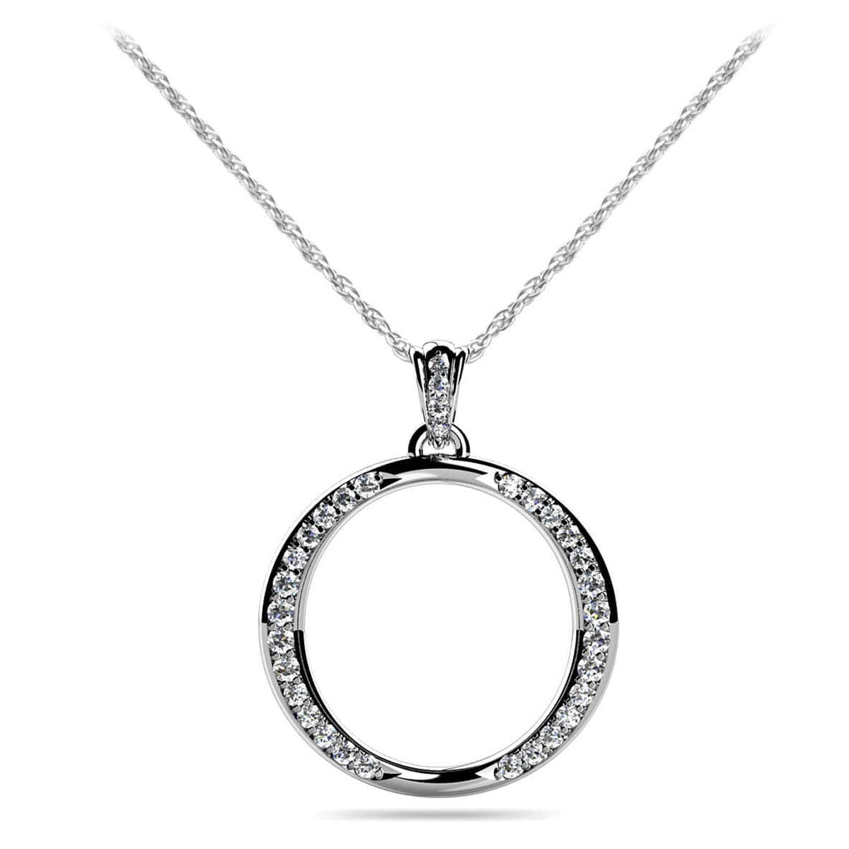 Diamond And Metal Circular Pendant