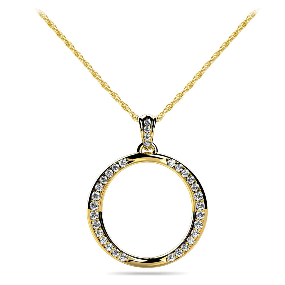 Diamond And Metal Circular Pendant