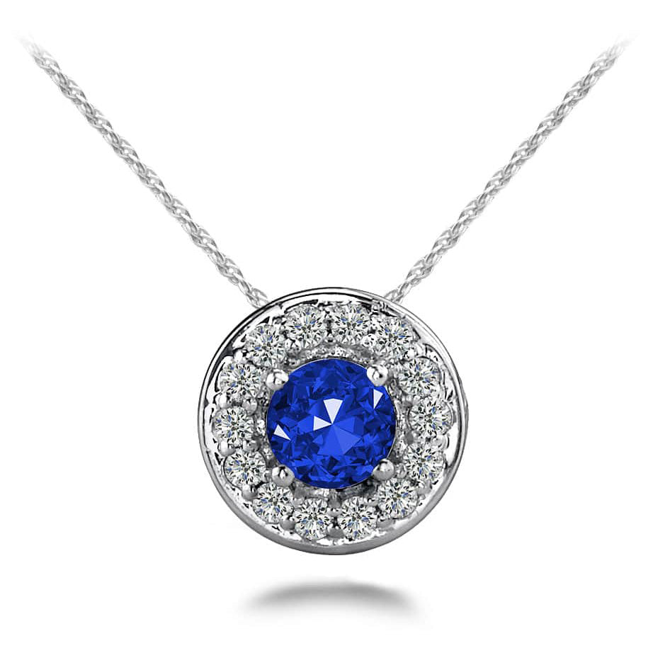 Round Gemstone And Diamond Pendant