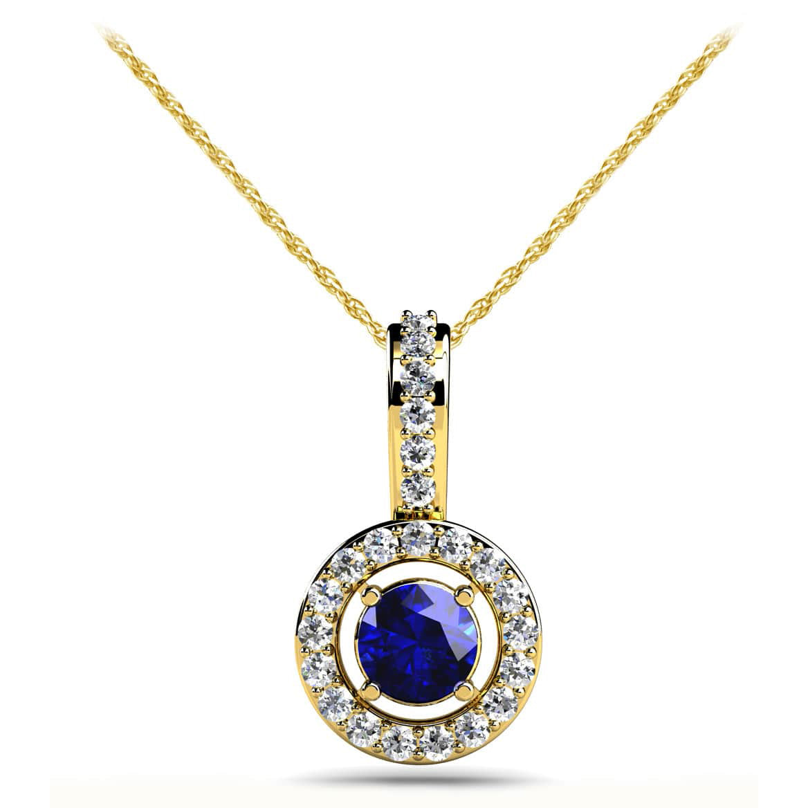 Gemstone Focus Diamond Circle Pendant