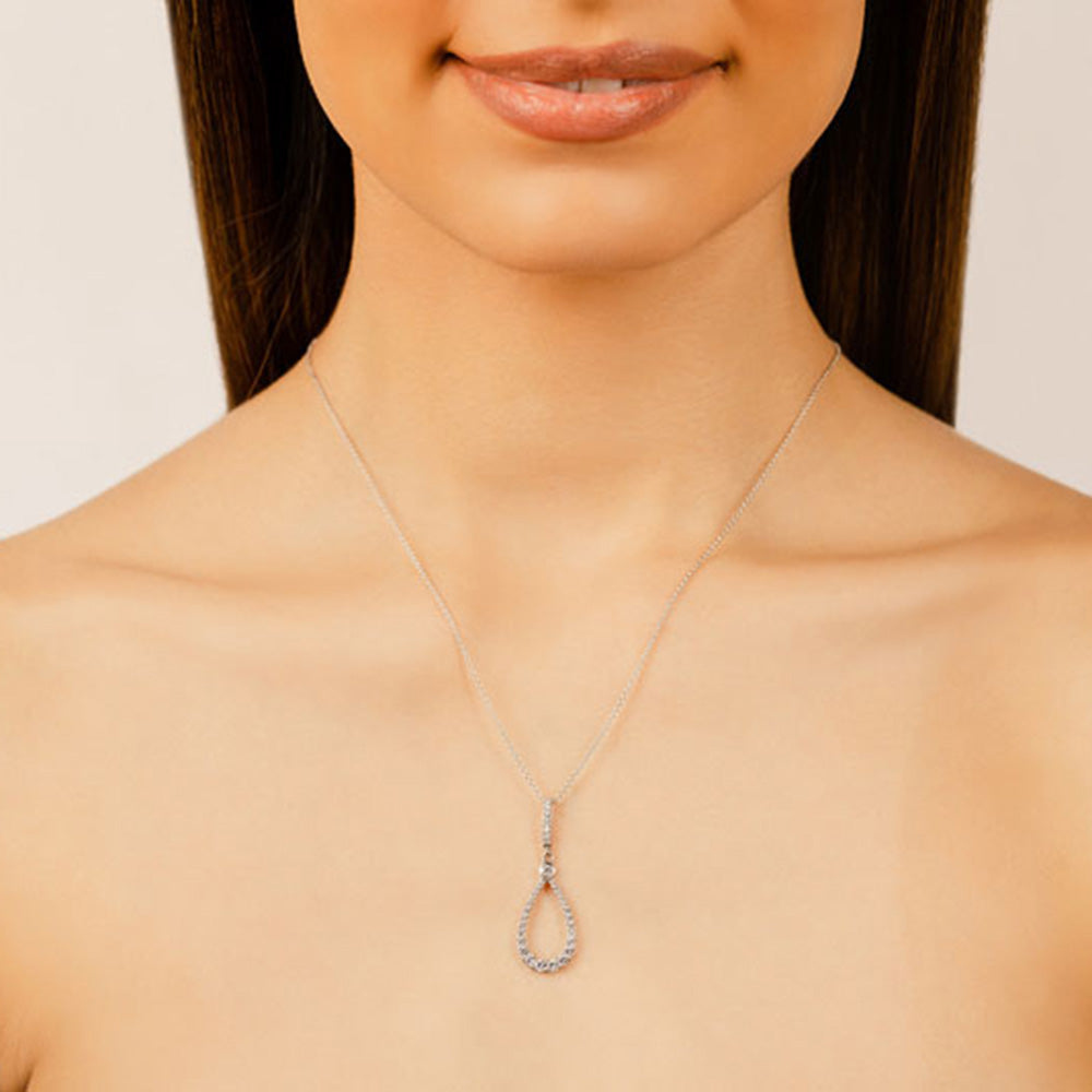 Diamond Lined Designer Teardrop Pendant