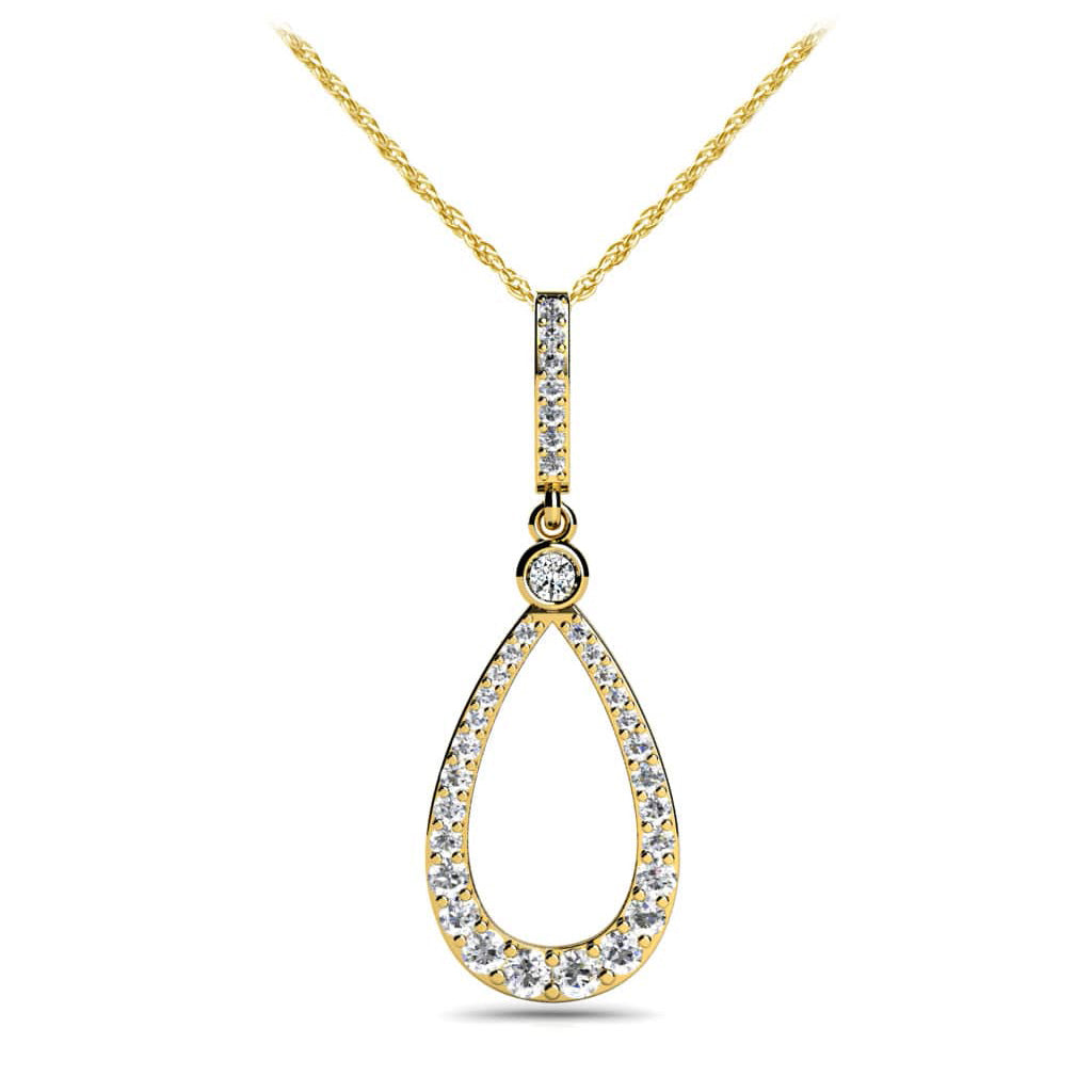 Diamond Lined Designer Teardrop Pendant