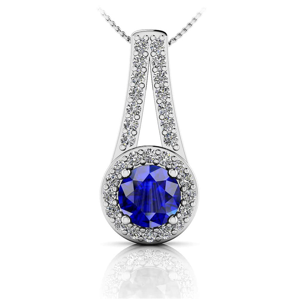 Gemstone And Diamond Drop Pendant