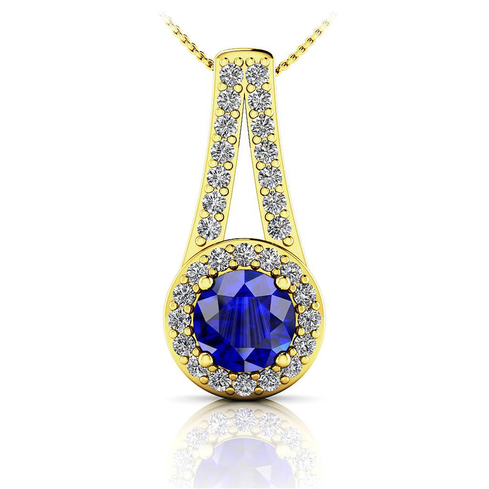 Gemstone And Diamond Drop Pendant