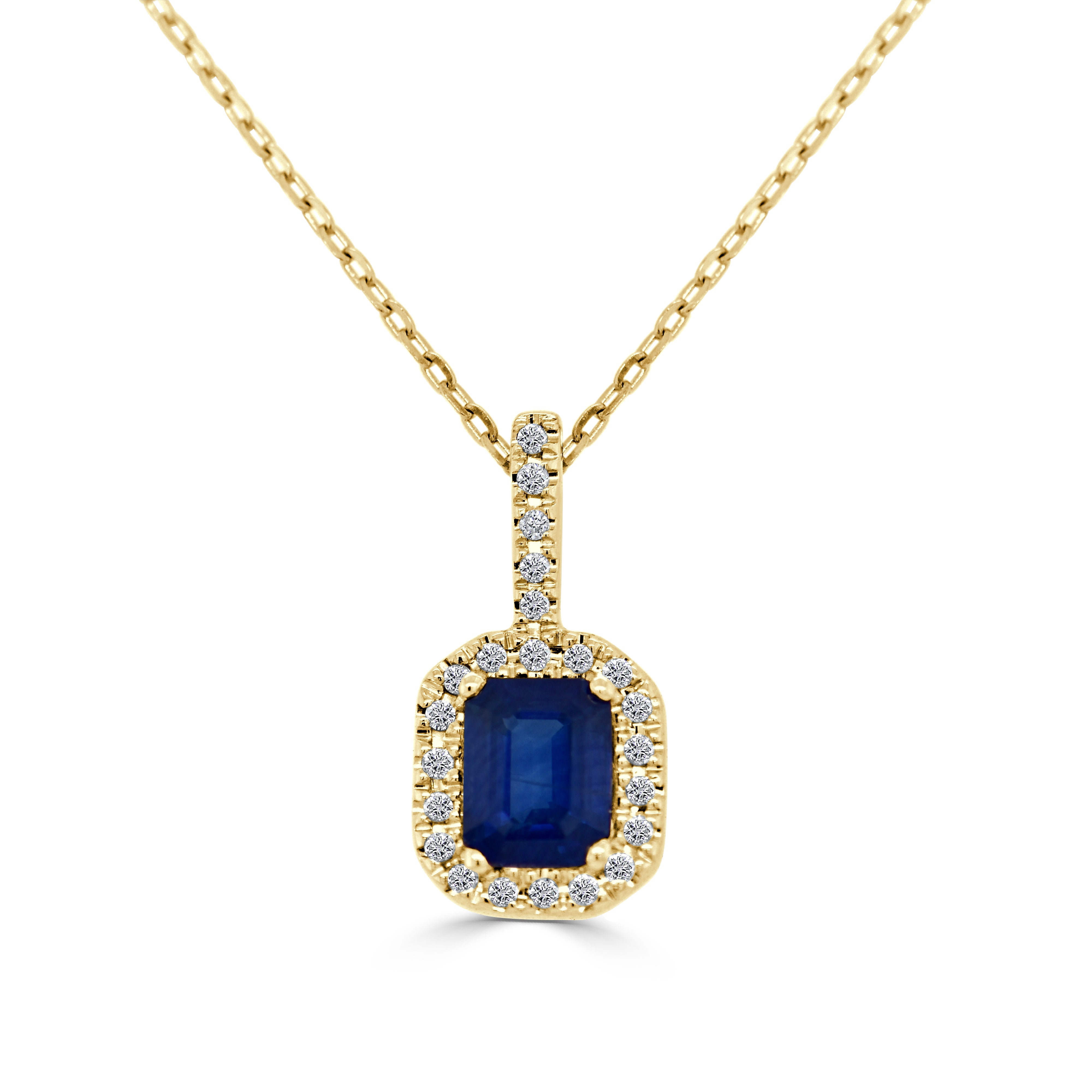 Diamond Blue Sapphire Octagon Pendant