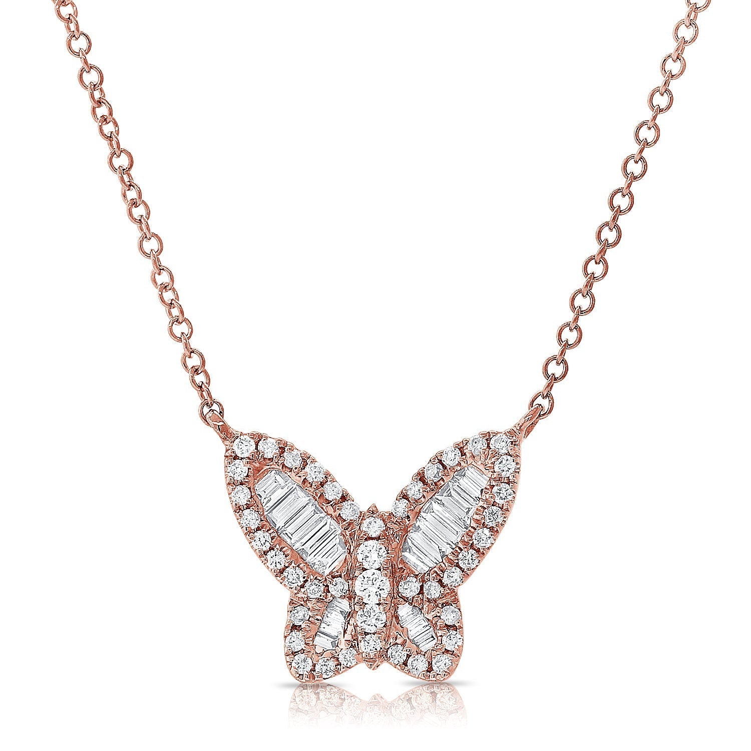 Baguette Diamond Butterfly Necklace