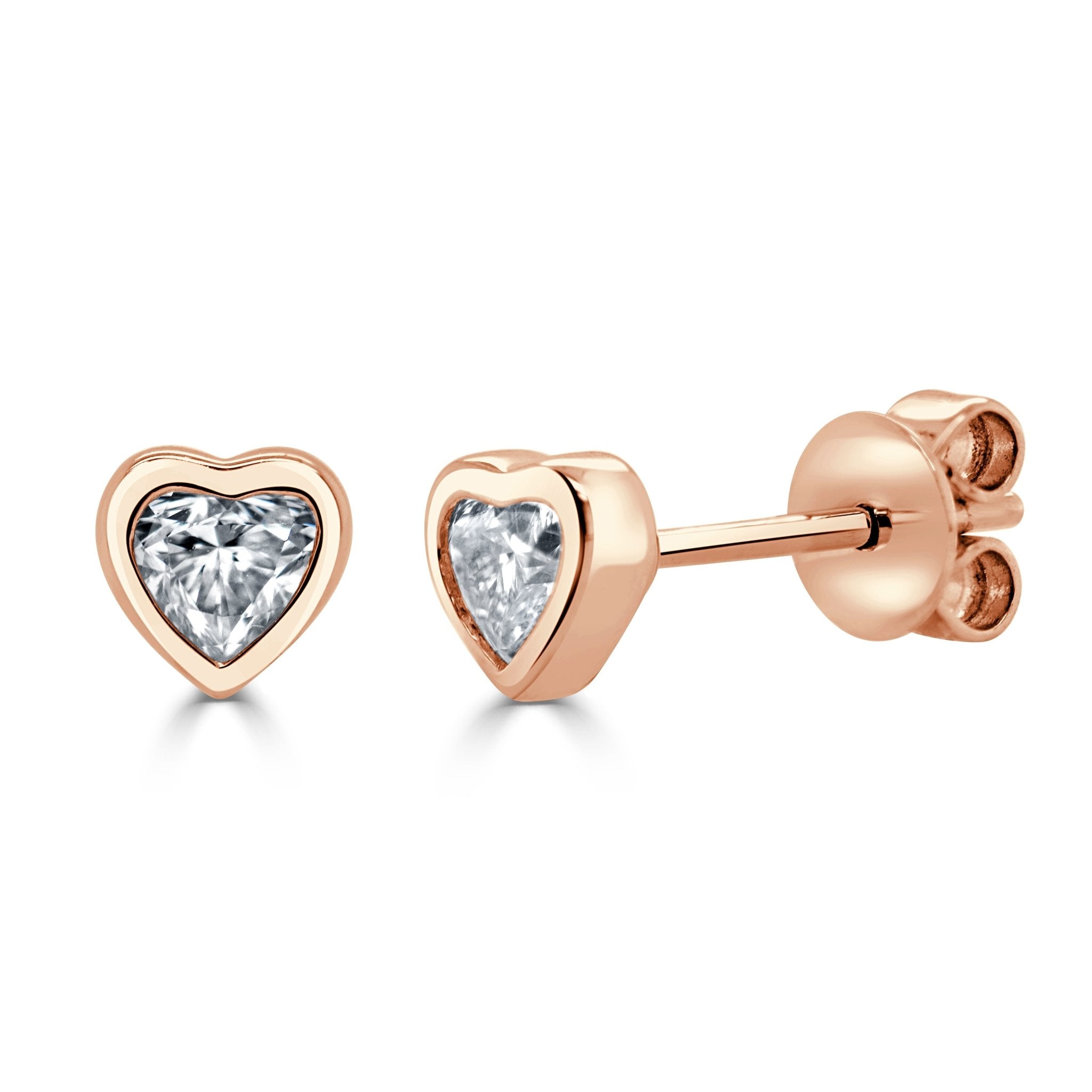 Bezel Heart Shape Diamond Studs