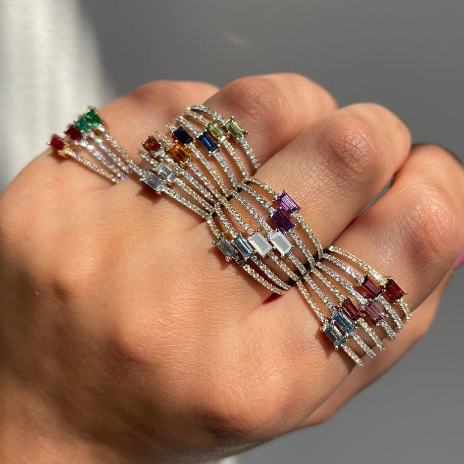 Birthstone Baguette Stackable Ring