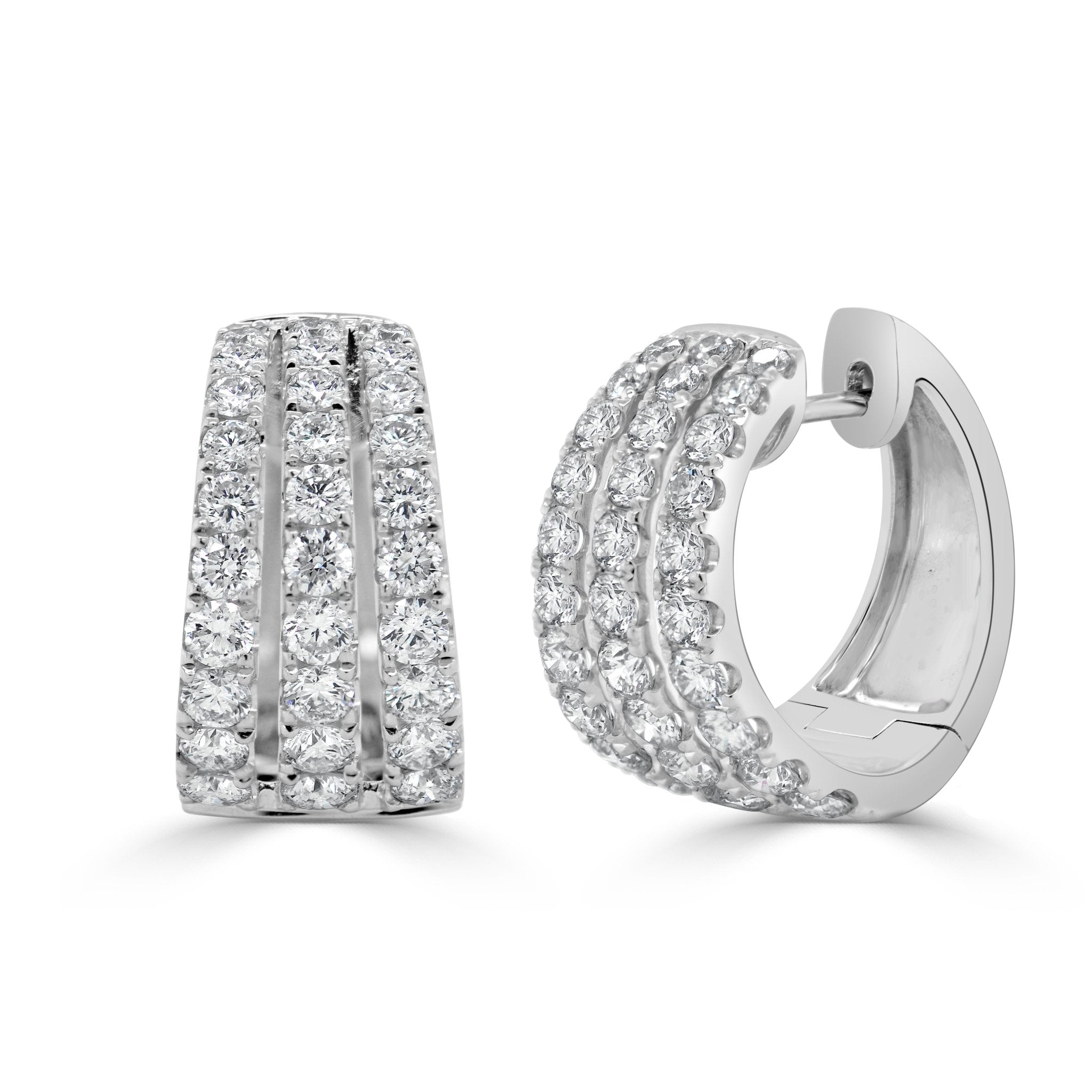 Diamond 3 - Row Huggie Earrings
