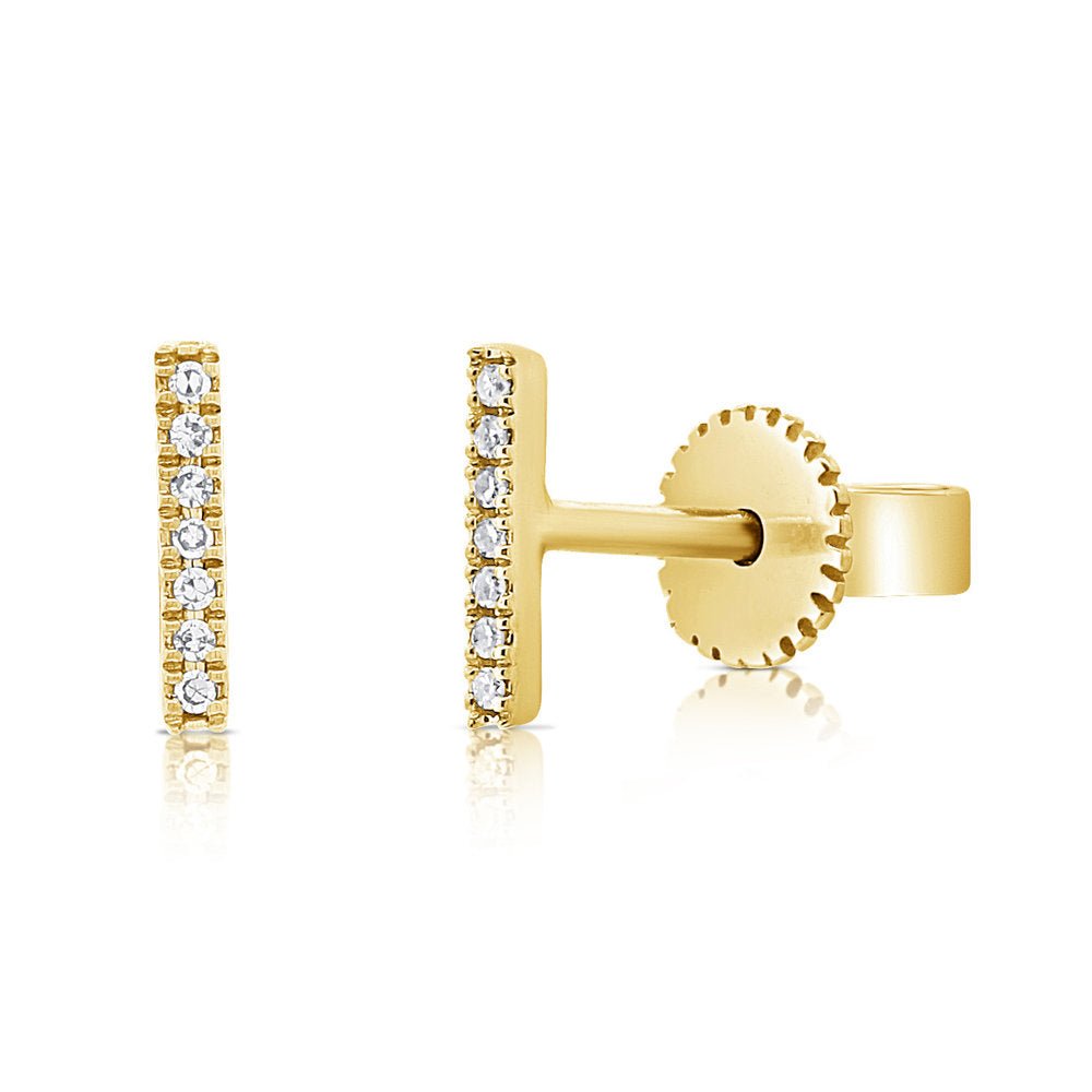Diamond Bar Stud Earrings