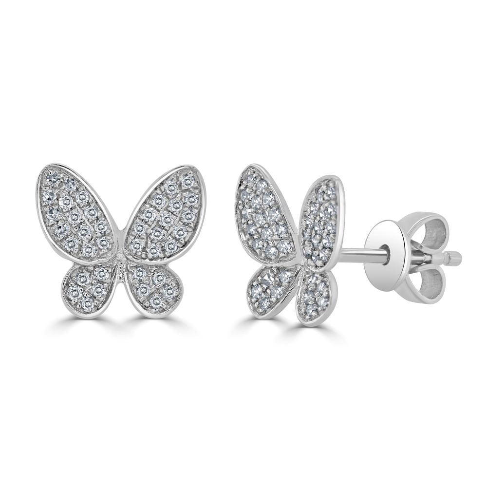 Diamond Butterfly Stud Earrings