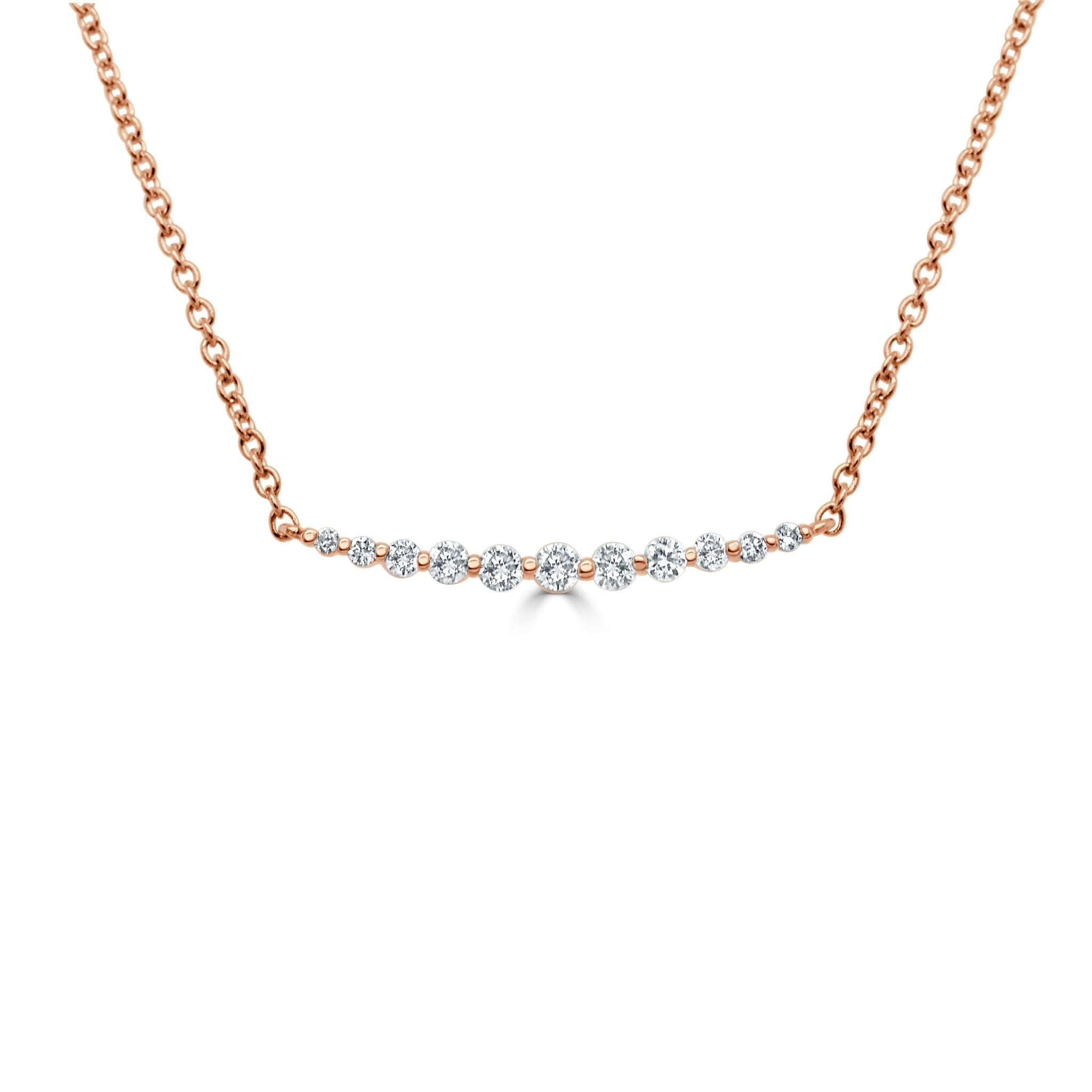 Diamond Curved Bar Necklace (Smaller Diamonds)